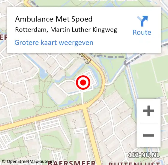 Locatie op kaart van de 112 melding: Ambulance Met Spoed Naar Rotterdam, Martin Luther Kingweg op 11 augustus 2024 13:04