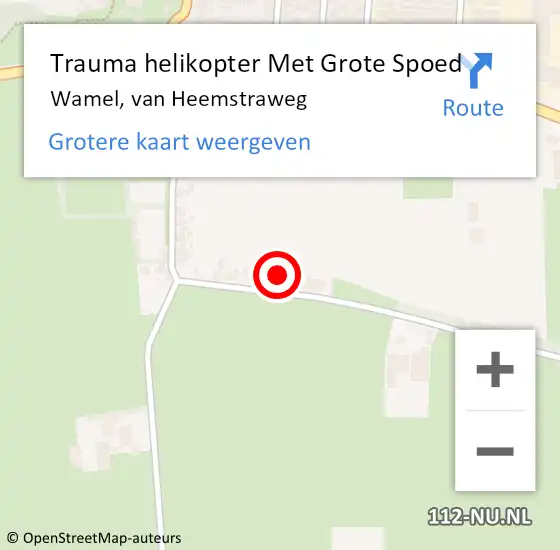 Locatie op kaart van de 112 melding: Trauma helikopter Met Grote Spoed Naar Wamel, van Heemstraweg op 11 augustus 2024 13:05