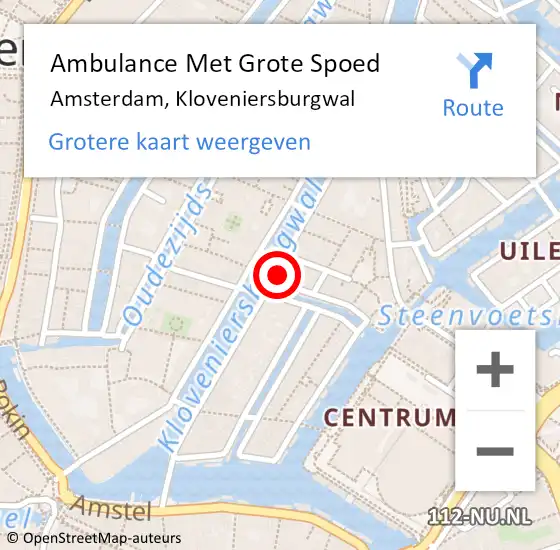 Locatie op kaart van de 112 melding: Ambulance Met Grote Spoed Naar Amsterdam, Kloveniersburgwal op 11 augustus 2024 13:29