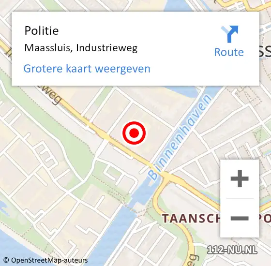 Locatie op kaart van de 112 melding: Politie Maassluis, Industrieweg op 11 augustus 2024 13:30