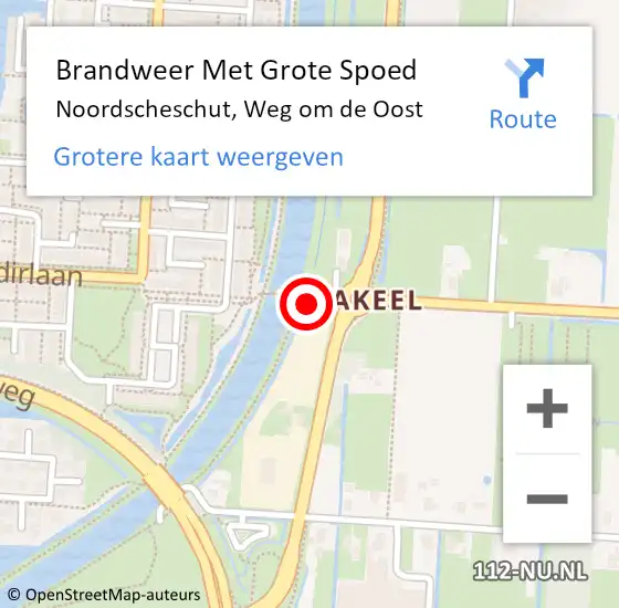 Locatie op kaart van de 112 melding: Brandweer Met Grote Spoed Naar Noordscheschut, Weg om de Oost op 11 augustus 2024 13:34