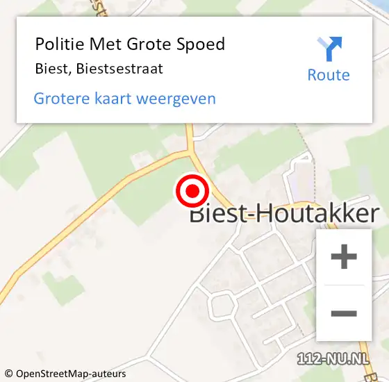 Locatie op kaart van de 112 melding: Politie Met Grote Spoed Naar Biest, Biestsestraat op 11 augustus 2024 13:40