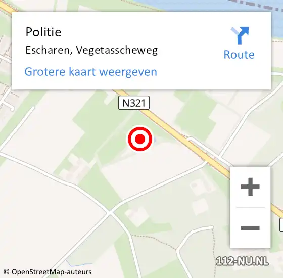 Locatie op kaart van de 112 melding: Politie Escharen, Vegetasscheweg op 11 augustus 2024 13:41