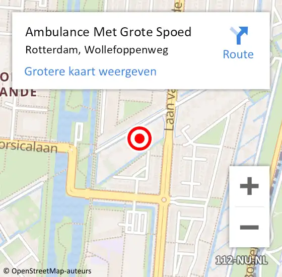 Locatie op kaart van de 112 melding: Ambulance Met Grote Spoed Naar Rotterdam, Wollefoppenweg op 11 augustus 2024 13:42