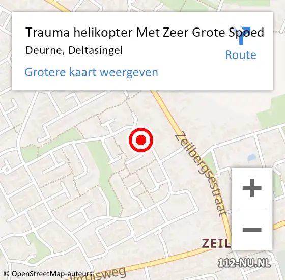 Locatie op kaart van de 112 melding: Trauma helikopter Met Zeer Grote Spoed Naar Deurne, Deltasingel op 11 augustus 2024 13:47