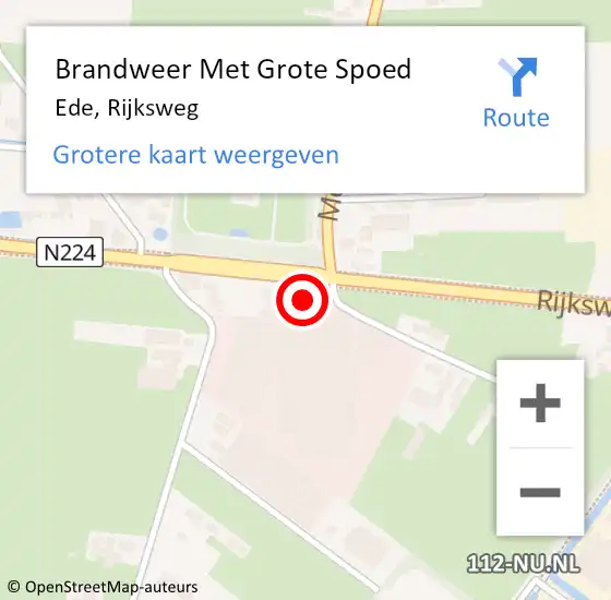 Locatie op kaart van de 112 melding: Brandweer Met Grote Spoed Naar Ede, Rijksweg op 11 augustus 2024 14:00