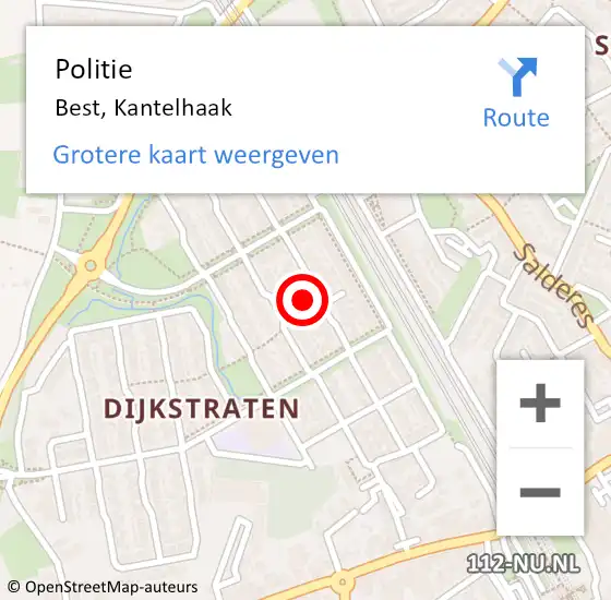 Locatie op kaart van de 112 melding: Politie Best, Kantelhaak op 11 augustus 2024 14:24