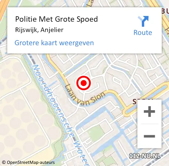 Locatie op kaart van de 112 melding: Politie Met Grote Spoed Naar Rijswijk, Anjelier op 11 augustus 2024 14:31