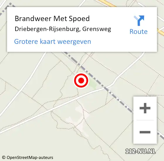 Locatie op kaart van de 112 melding: Brandweer Met Spoed Naar Driebergen-Rijsenburg, Grensweg op 11 augustus 2024 14:47