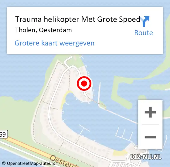 Locatie op kaart van de 112 melding: Trauma helikopter Met Grote Spoed Naar Tholen, Oesterdam op 11 augustus 2024 14:59