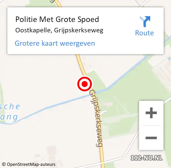 Locatie op kaart van de 112 melding: Politie Met Grote Spoed Naar Oostkapelle, Grijpskerkseweg op 11 augustus 2024 15:03