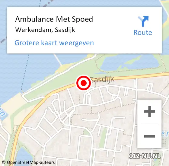 Locatie op kaart van de 112 melding: Ambulance Met Spoed Naar Werkendam, Sasdijk op 11 augustus 2024 15:22