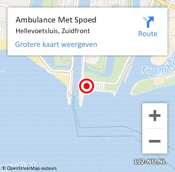 Locatie op kaart van de 112 melding: Ambulance Met Spoed Naar Hellevoetsluis, Zuidfront op 11 augustus 2024 15:26