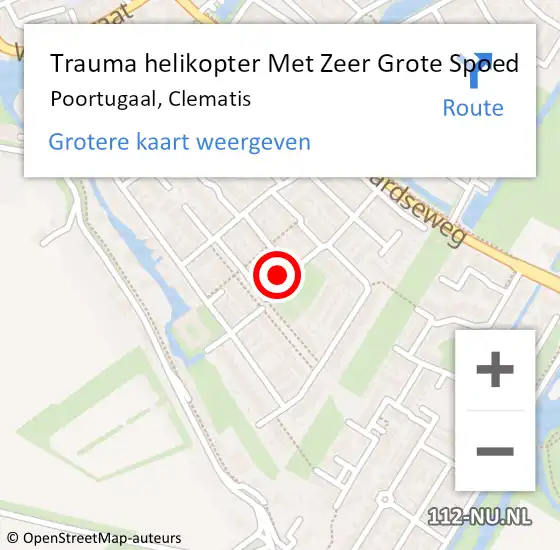 Locatie op kaart van de 112 melding: Trauma helikopter Met Zeer Grote Spoed Naar Poortugaal, Clematis op 11 augustus 2024 15:37