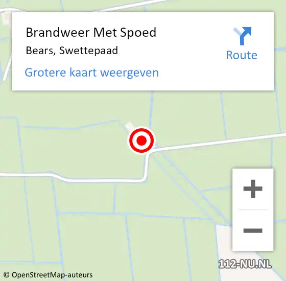 Locatie op kaart van de 112 melding: Brandweer Met Spoed Naar Bears, Swettepaad op 11 augustus 2024 15:38