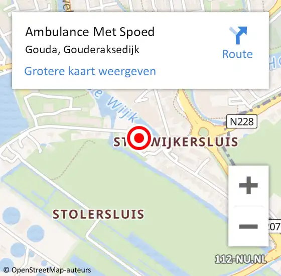 Locatie op kaart van de 112 melding: Ambulance Met Spoed Naar Gouda, Gouderaksedijk op 11 augustus 2024 15:43