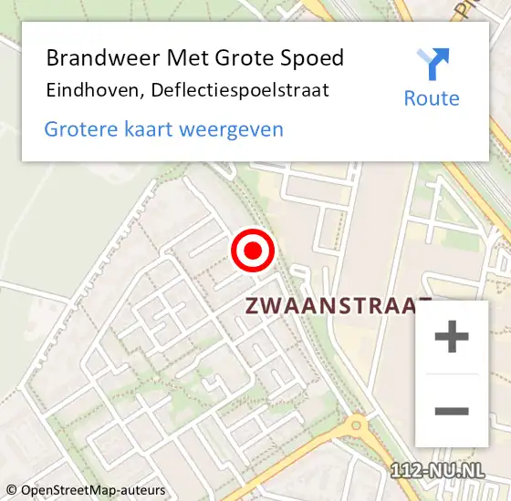 Locatie op kaart van de 112 melding: Brandweer Met Grote Spoed Naar Eindhoven, Deflectiespoelstraat op 11 augustus 2024 15:47