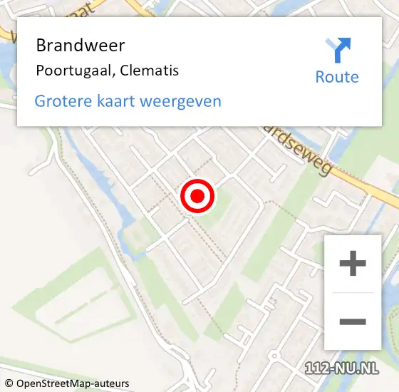 Locatie op kaart van de 112 melding: Brandweer Poortugaal, Clematis op 11 augustus 2024 16:00