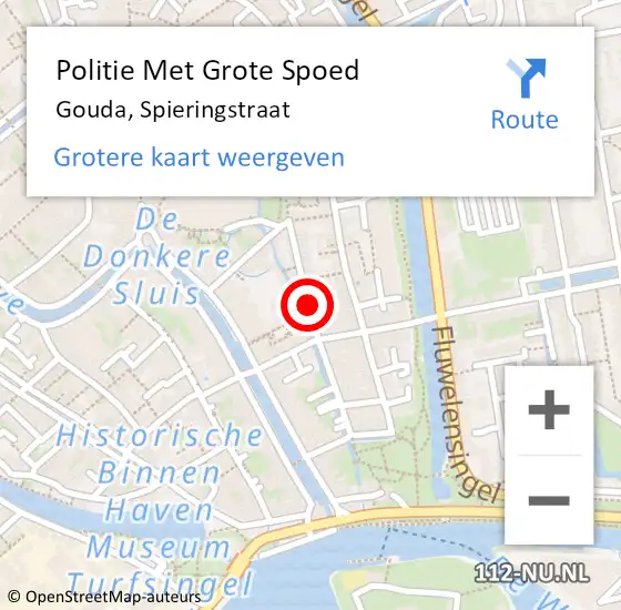 Locatie op kaart van de 112 melding: Politie Met Grote Spoed Naar Gouda, Spieringstraat op 11 augustus 2024 16:01