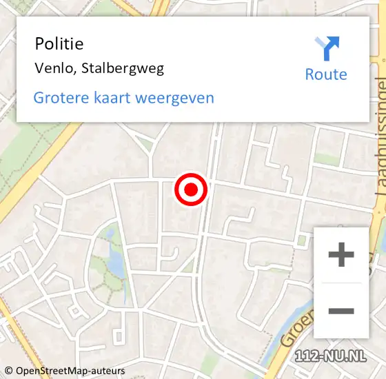 Locatie op kaart van de 112 melding: Politie Venlo, Stalbergweg op 11 augustus 2024 16:15