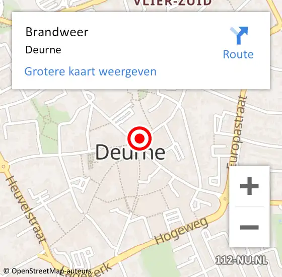 Locatie op kaart van de 112 melding: Brandweer Deurne op 11 augustus 2024 16:26