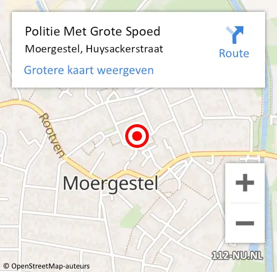 Locatie op kaart van de 112 melding: Politie Met Grote Spoed Naar Moergestel, Huysackerstraat op 11 augustus 2024 16:32