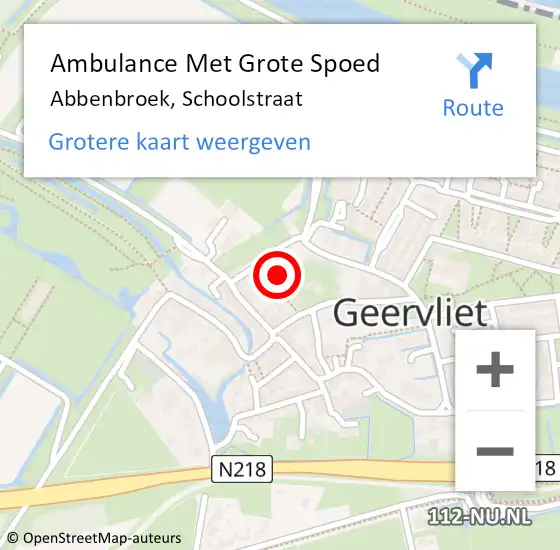 Locatie op kaart van de 112 melding: Ambulance Met Grote Spoed Naar Abbenbroek, Schoolstraat op 11 augustus 2024 16:43