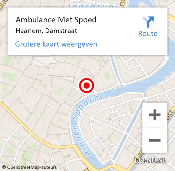 Locatie op kaart van de 112 melding: Ambulance Met Spoed Naar Haarlem, Damstraat op 11 augustus 2024 16:45