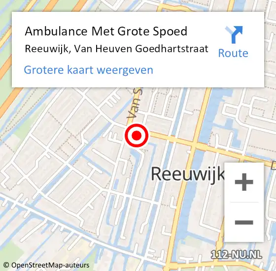 Locatie op kaart van de 112 melding: Ambulance Met Grote Spoed Naar Reeuwijk, Van Heuven Goedhartstraat op 11 augustus 2024 16:55