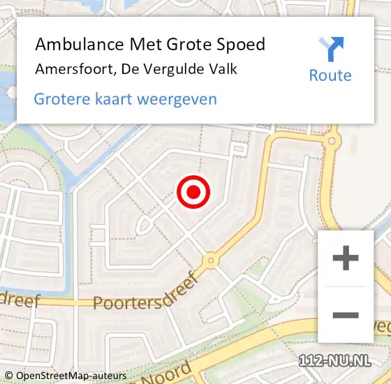 Locatie op kaart van de 112 melding: Ambulance Met Grote Spoed Naar Amersfoort, De Vergulde Valk op 16 oktober 2014 04:35