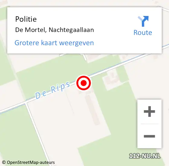 Locatie op kaart van de 112 melding: Politie De Mortel, Nachtegaallaan op 11 augustus 2024 17:13