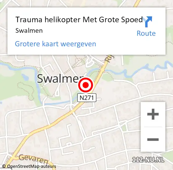 Locatie op kaart van de 112 melding: Trauma helikopter Met Grote Spoed Naar Swalmen op 11 augustus 2024 17:25