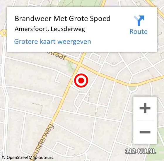 Locatie op kaart van de 112 melding: Brandweer Met Grote Spoed Naar Amersfoort, Leusderweg op 11 augustus 2024 17:25