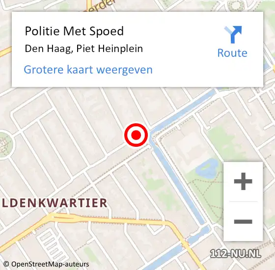 Locatie op kaart van de 112 melding: Politie Met Spoed Naar Den Haag, Piet Heinplein op 11 augustus 2024 17:31