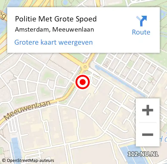 Locatie op kaart van de 112 melding: Politie Met Grote Spoed Naar Amsterdam, Meeuwenlaan op 11 augustus 2024 17:44