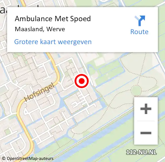 Locatie op kaart van de 112 melding: Ambulance Met Spoed Naar Maasland, Werve op 11 augustus 2024 17:47