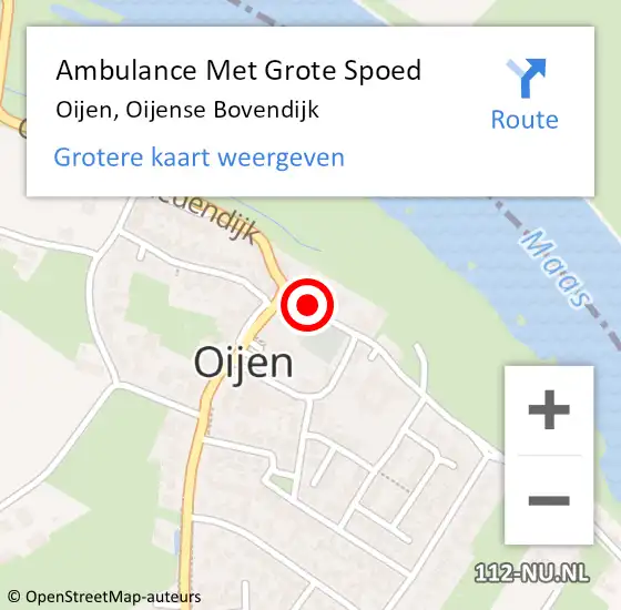 Locatie op kaart van de 112 melding: Ambulance Met Grote Spoed Naar Oijen, Oijense Bovendijk op 16 oktober 2014 04:52