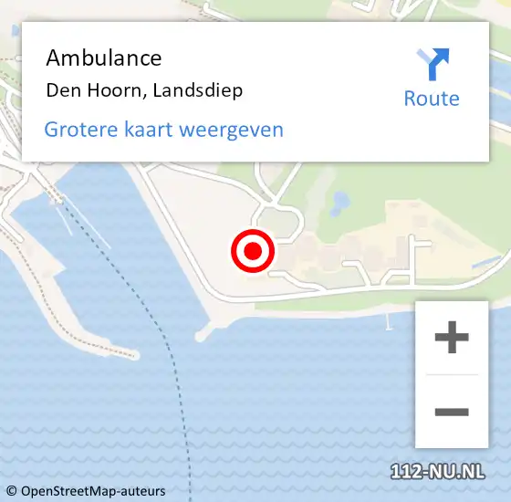 Locatie op kaart van de 112 melding: Ambulance Den Hoorn, Landsdiep op 11 augustus 2024 17:59