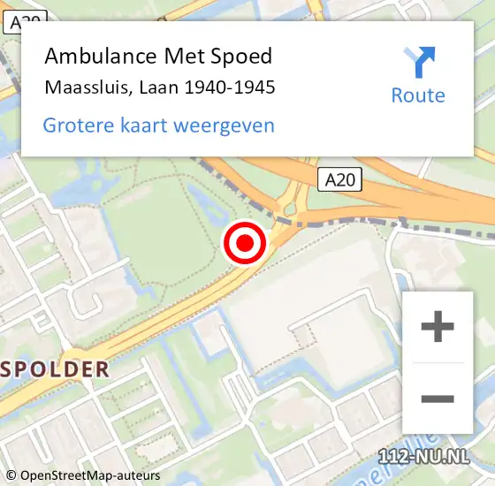 Locatie op kaart van de 112 melding: Ambulance Met Spoed Naar Maassluis, Laan 1940-1945 op 11 augustus 2024 18:13