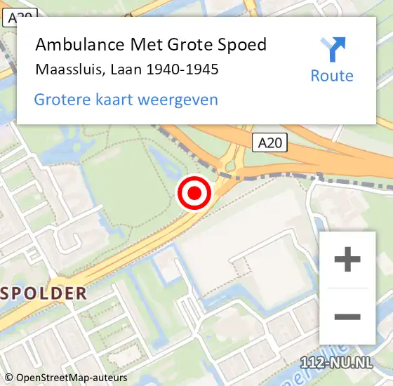 Locatie op kaart van de 112 melding: Ambulance Met Grote Spoed Naar Maassluis, Laan 1940-1945 op 11 augustus 2024 18:14