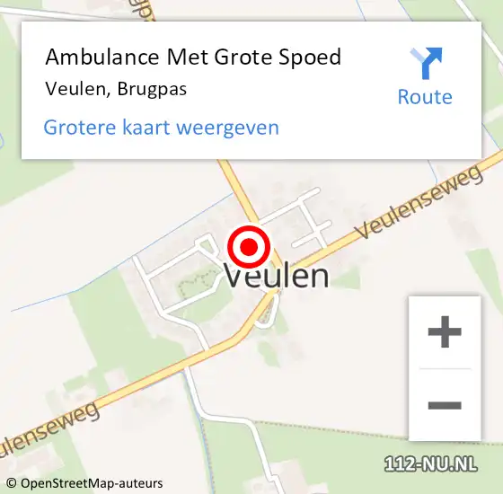 Locatie op kaart van de 112 melding: Ambulance Met Grote Spoed Naar Veulen, Brugpas op 16 oktober 2014 04:58