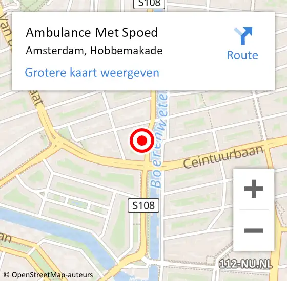 Locatie op kaart van de 112 melding: Ambulance Met Spoed Naar Amsterdam, Hobbemakade op 11 augustus 2024 18:28