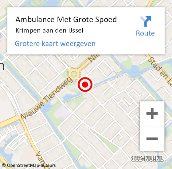 Locatie op kaart van de 112 melding: Ambulance Met Grote Spoed Naar Krimpen aan den IJssel op 11 augustus 2024 18:36