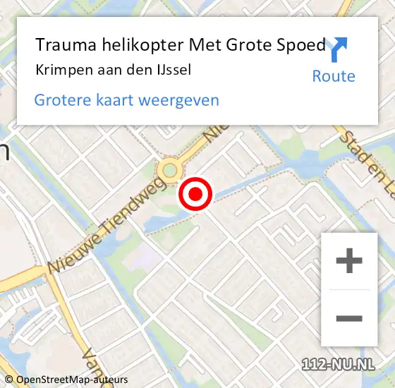 Locatie op kaart van de 112 melding: Trauma helikopter Met Grote Spoed Naar Krimpen aan den IJssel op 11 augustus 2024 18:37