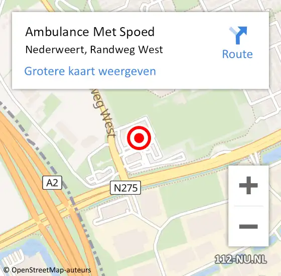 Locatie op kaart van de 112 melding: Ambulance Met Spoed Naar Nederweert, Randweg West op 11 augustus 2024 19:00