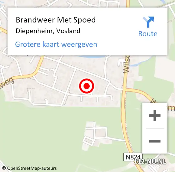 Locatie op kaart van de 112 melding: Brandweer Met Spoed Naar Diepenheim, Vosland op 11 augustus 2024 19:05