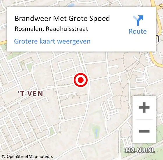 Locatie op kaart van de 112 melding: Brandweer Met Grote Spoed Naar Rosmalen, Raadhuisstraat op 11 augustus 2024 19:12