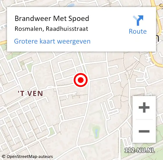 Locatie op kaart van de 112 melding: Brandweer Met Spoed Naar Rosmalen, Raadhuisstraat op 11 augustus 2024 19:15