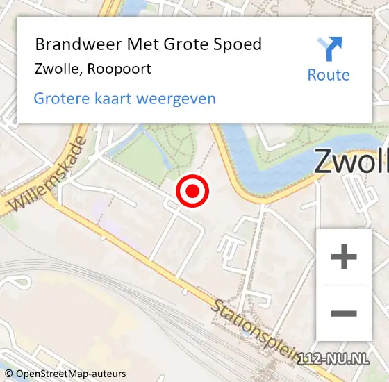 Locatie op kaart van de 112 melding: Brandweer Met Grote Spoed Naar Zwolle, Roopoort op 11 augustus 2024 19:27