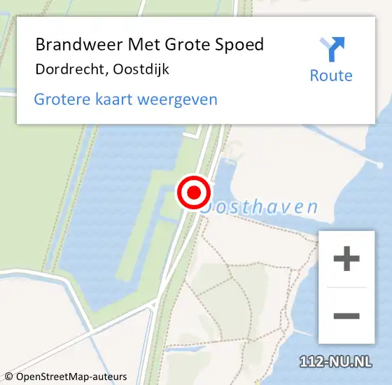 Locatie op kaart van de 112 melding: Brandweer Met Grote Spoed Naar Dordrecht, Oostdijk op 11 augustus 2024 19:29